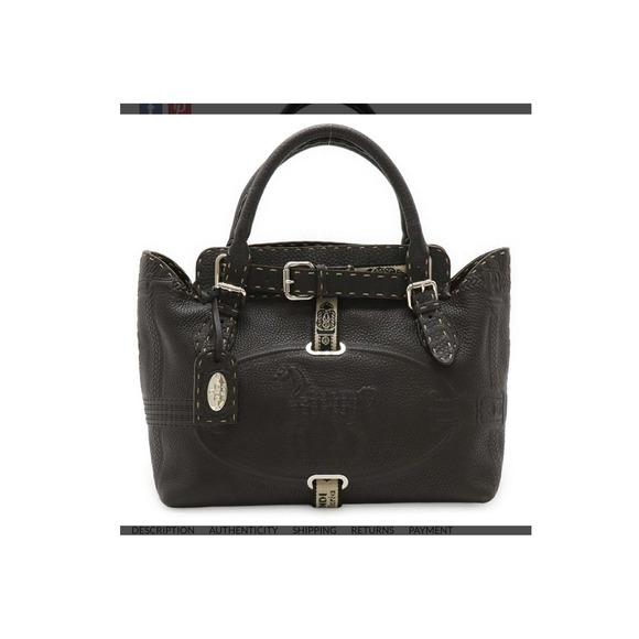 Fendi Handbags - Fendi Selleria Villa Borghese Bag Womens Medium Brown Excellent Pebbled Leather